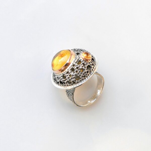 Silver, gold, amber, citrine