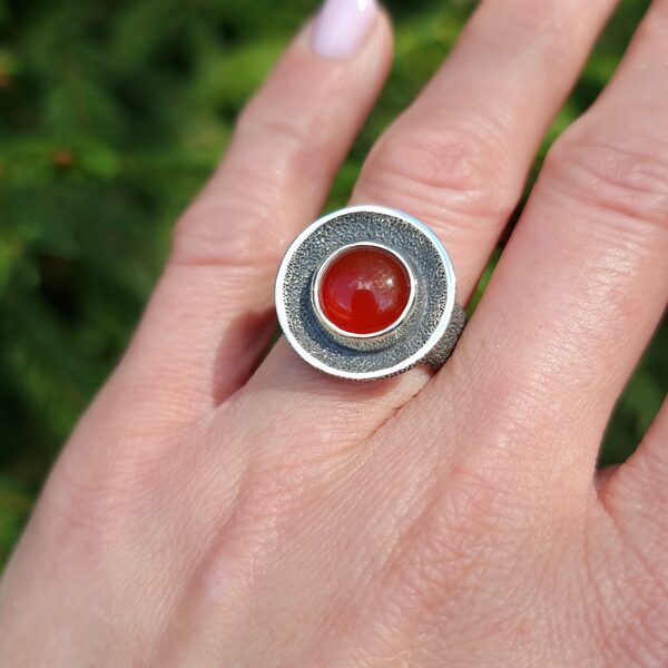 Silver, carnelian