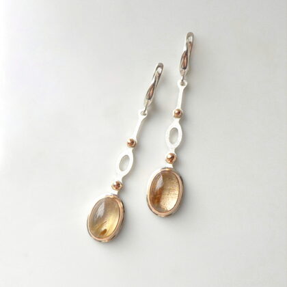 Silver, gold, rutilated quartz stones