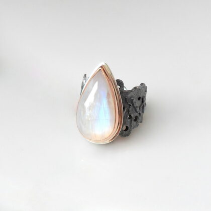 Silver, gold, moonstone