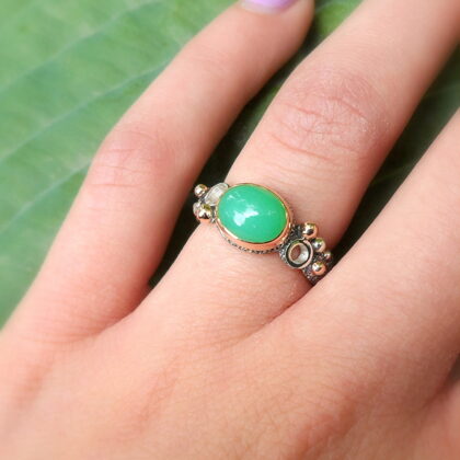 Silver, gold, chrysoprase