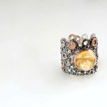 Silver, gold, citrine