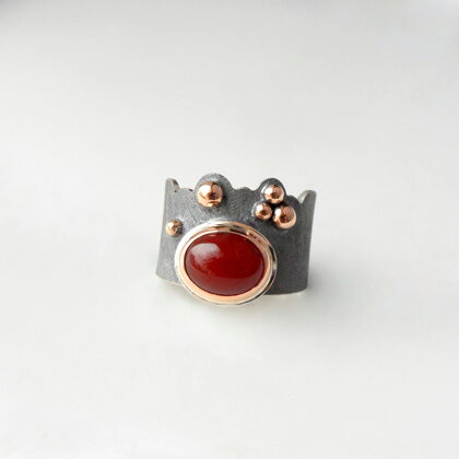 Silver, gold, carnelian