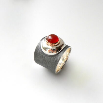 Silver, gold, carnelian