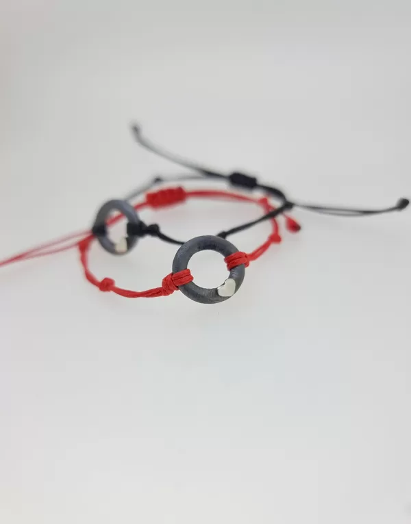Silver, waxed string