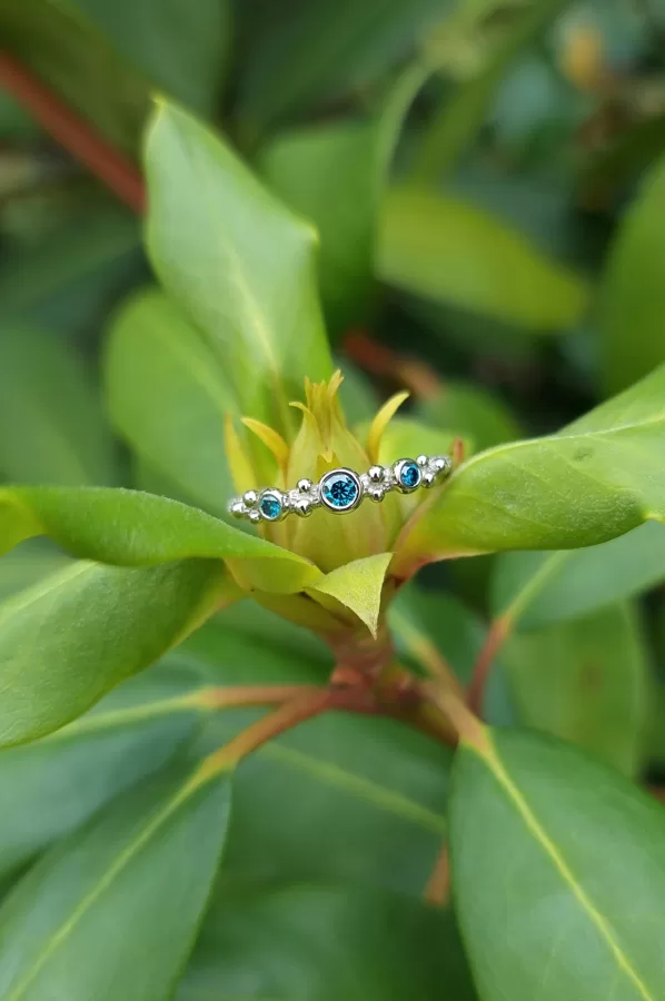 White gold, blue diamonds