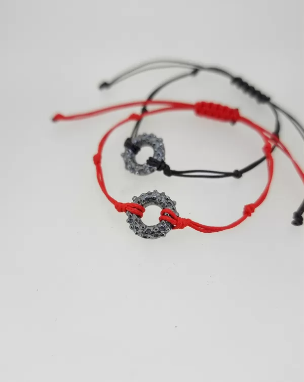 Silver, waxed string