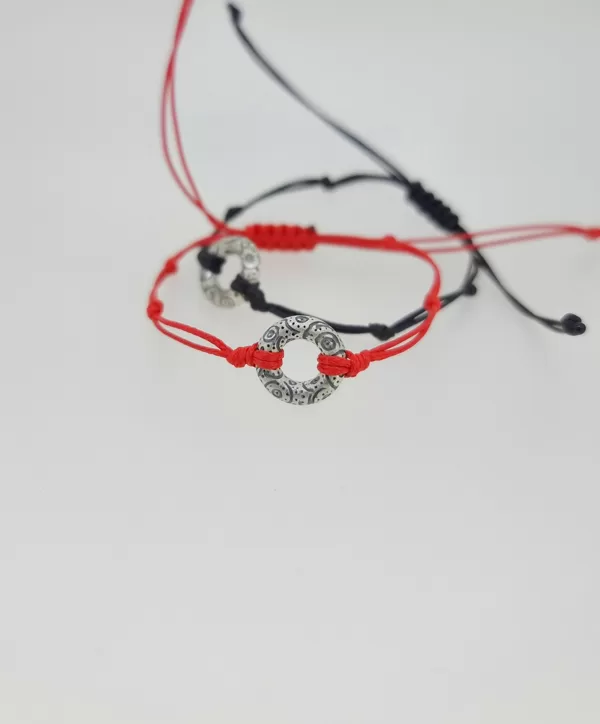 Silver, waxed string
