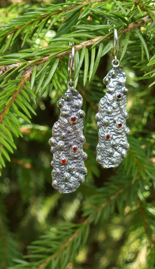 Silver, garnets