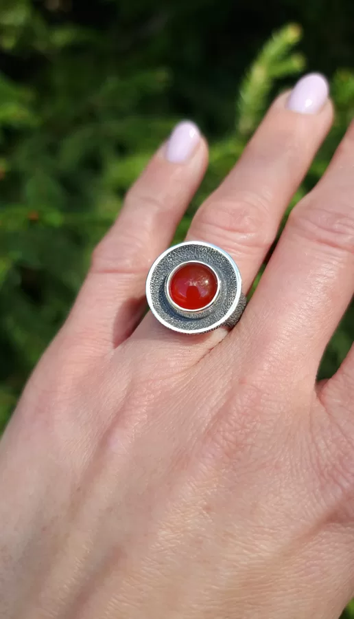Silver, carnelian