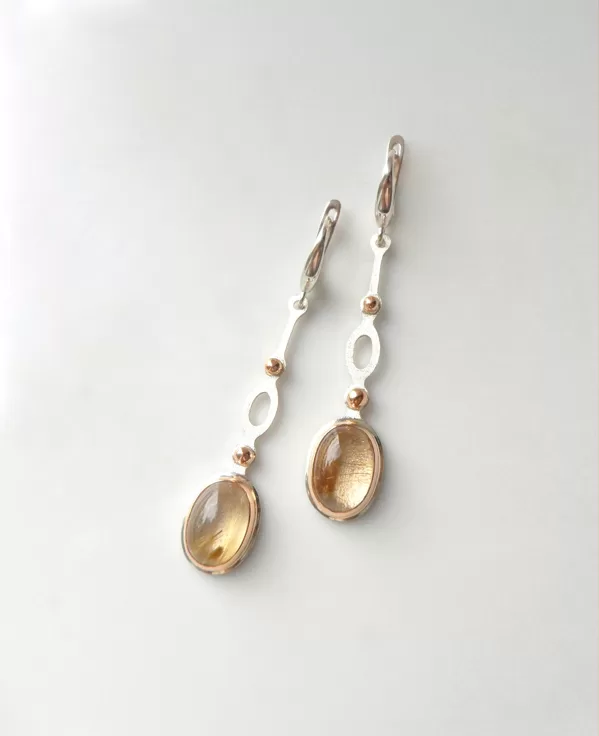 Silver, gold, rutilated quartz stones