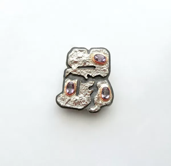 Silver, gold, amethyst stones