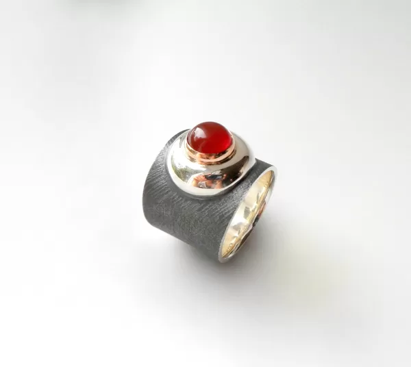 Silver, gold, carnelian